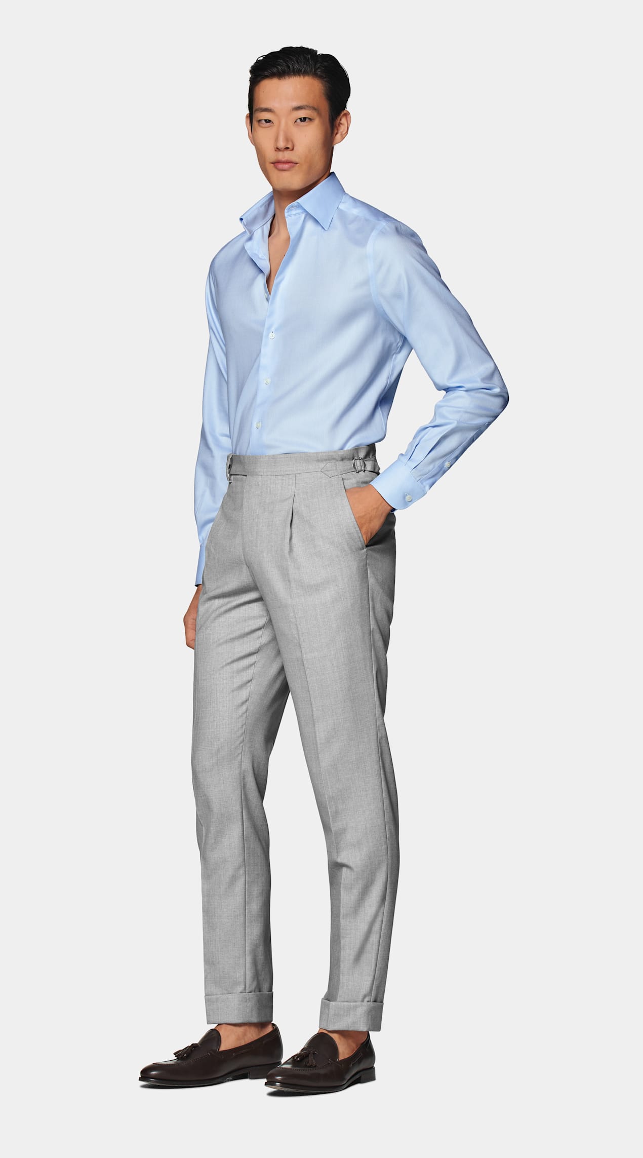 Chemise coupe ajustée en oxford bleue