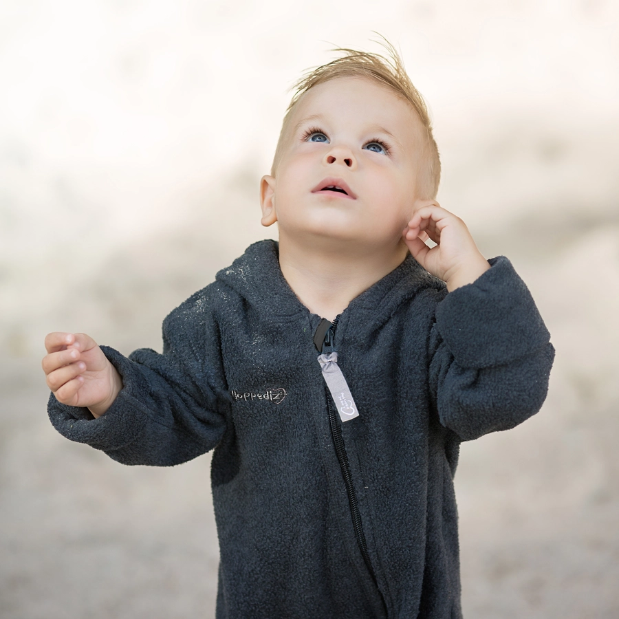Hoppediz Overall Fleece-Overall mit Umschlagbündchen anthrazit