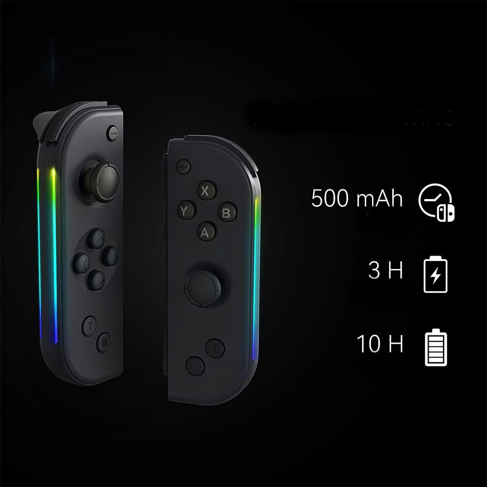 (2er Set) Gamepad Controller mit Handschlaufe und RGB Beleuchtung kompatibel für Nintendo Switch / OLED - Grau