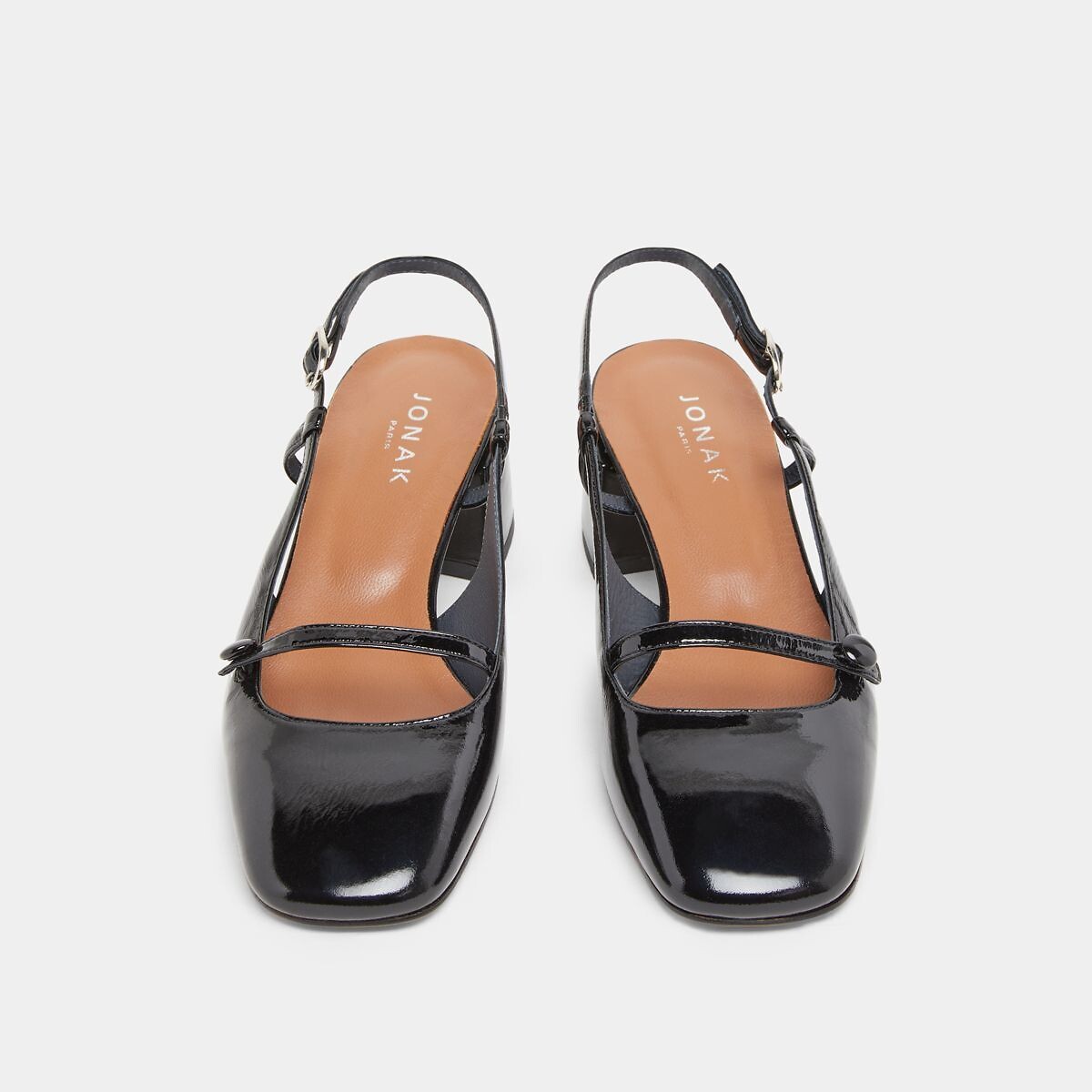JONAK<br>Sapatos de couro com tira no calcanhar, modelo Dario, fabricados na Europa