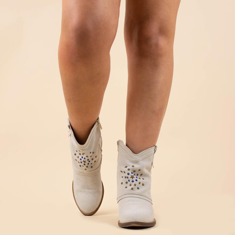 Nemonic 2388 enkellaarsjes offwhite suede