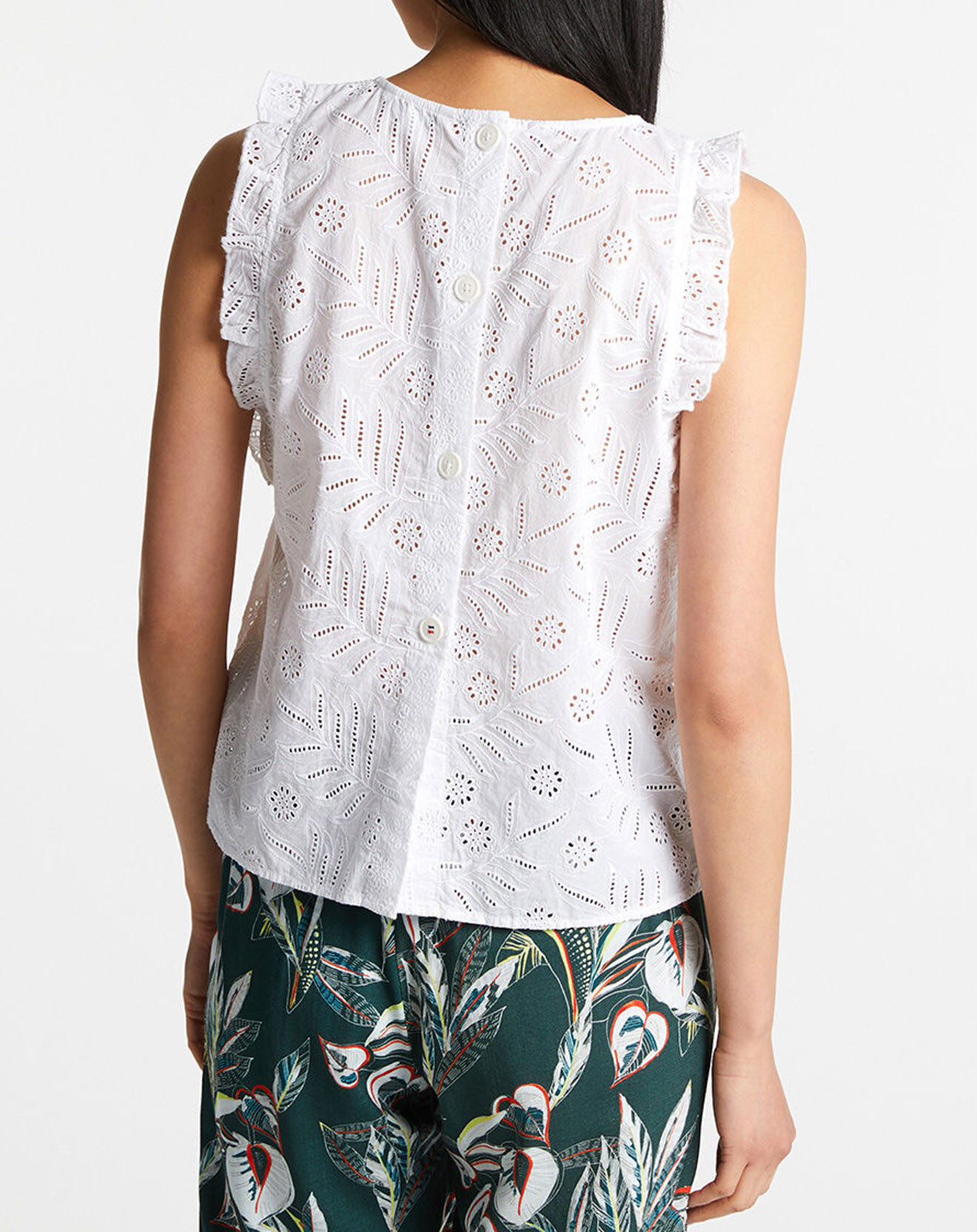 Tommy Hilfiger Top Broderie Anglaise blanc