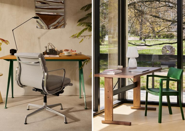 Vitra Compas Direction bureau 125x60 geolied eiken, diepzwart