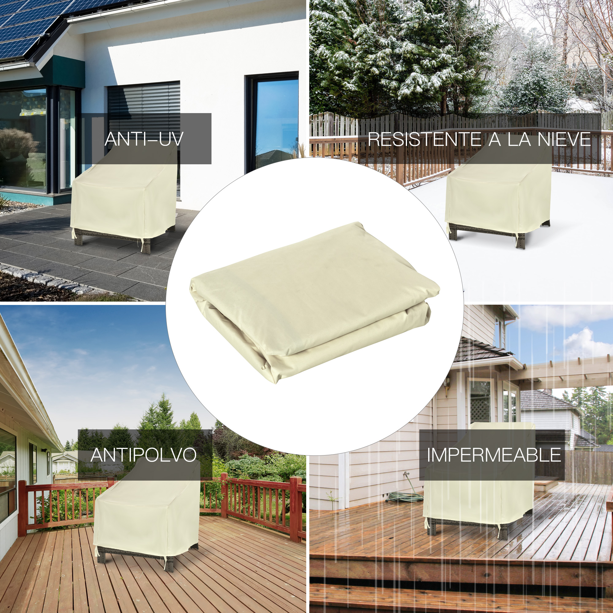 Capa protetora Outsunny para cadeiras, capa impermeável para móveis de jardim, ideal para poltronas, proteção contra chuva e sol, 68x87x77cm, tecido Oxford 600D.