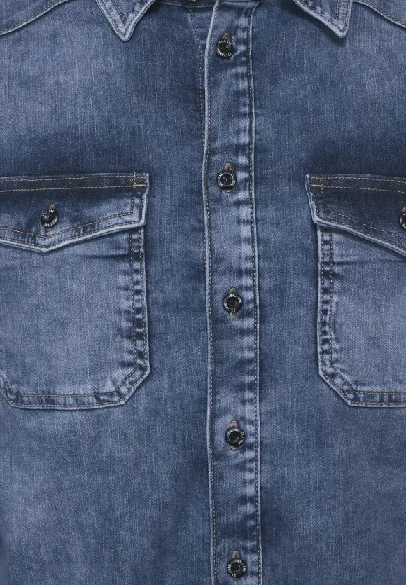 Klassisches Jeanshemd - real blue random bleach