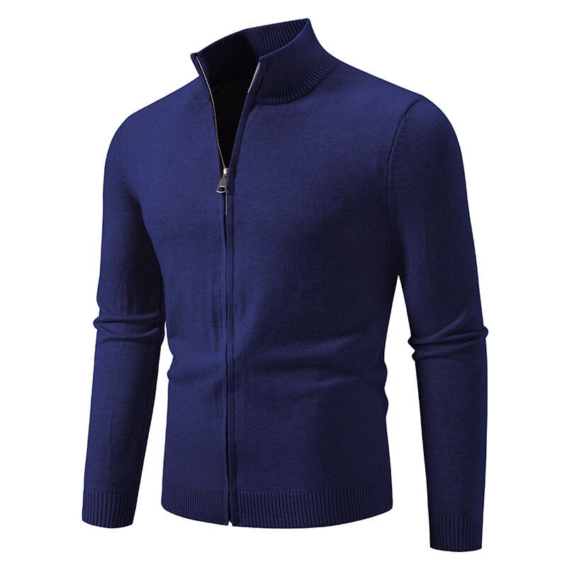 FORSETI - Effen cardigan met opstaande kraag en rits