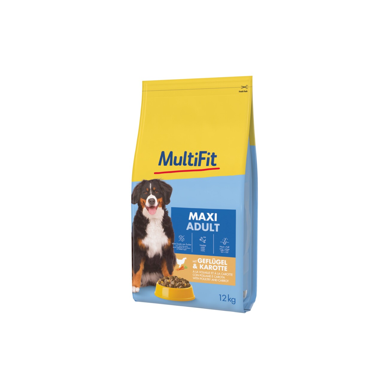 MultiFit Trockenfutter Hund Adult, Maxi, mit Geflügel & Karotte 12 kg