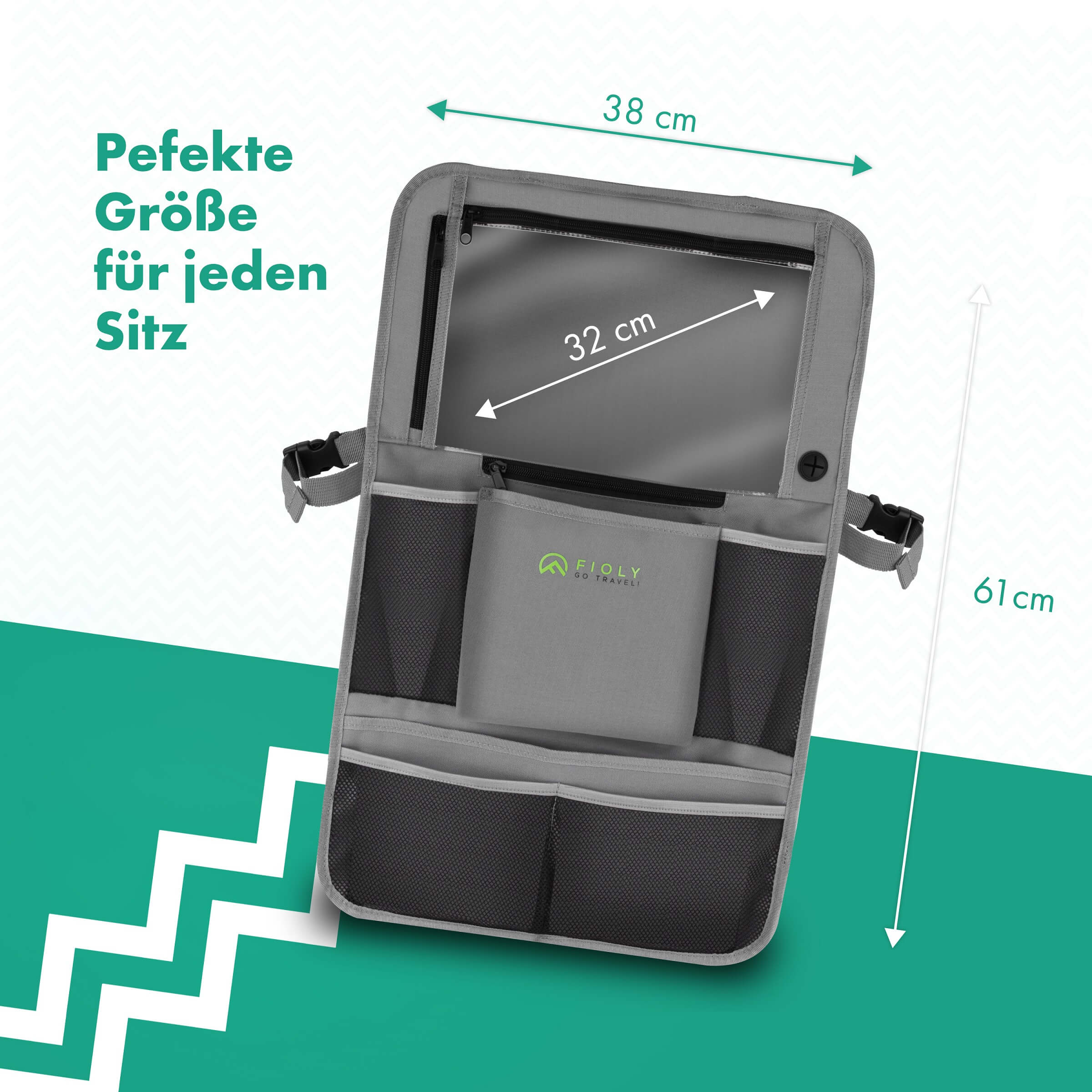 Fioly Organizer Tasche für KFZ Kopfstütze Kind Baby Stauraum für Autositz, Rücksitztasche