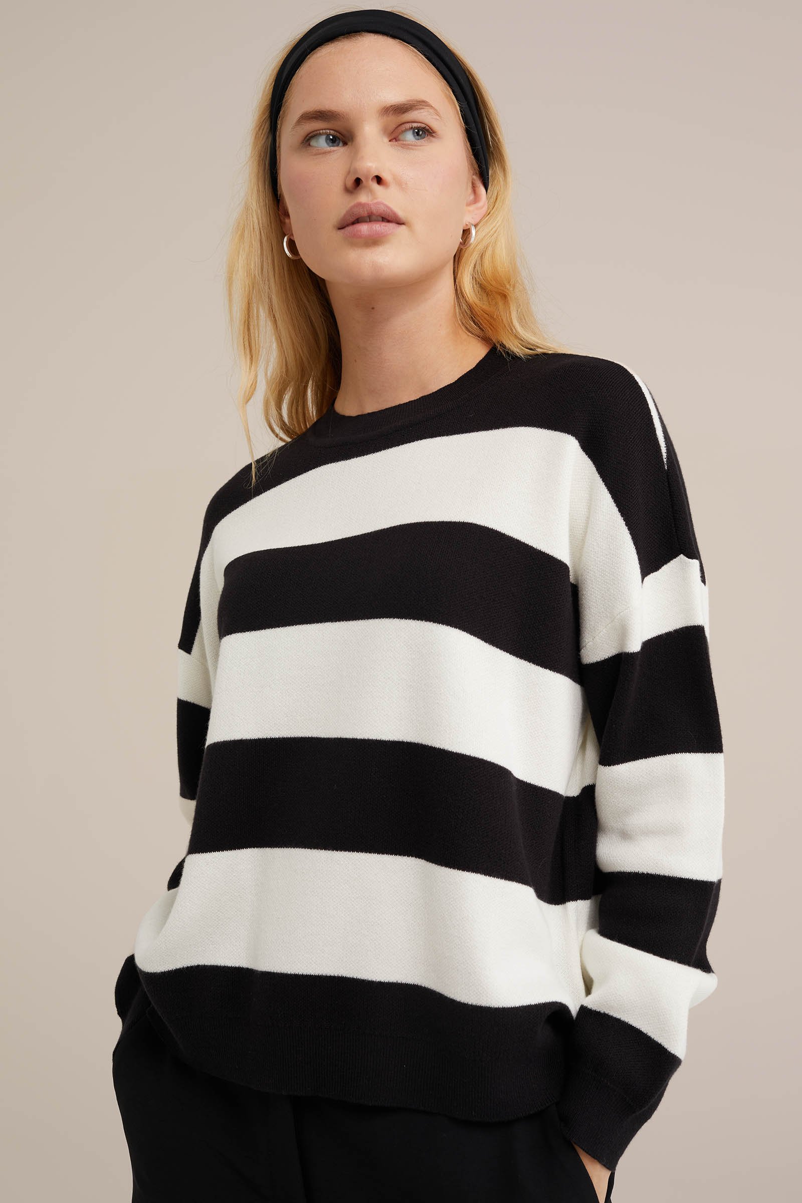 gestreepte trui WE Fashion Zwart