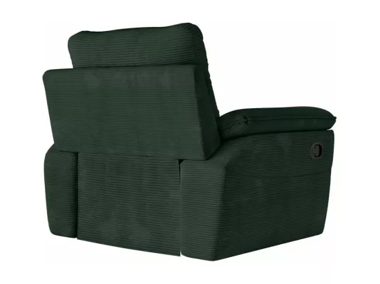 Fauteuil de relaxation manuel Ross en velours côtelé - Vert foncé - L101 x P100 x H102cm - Loungitude
