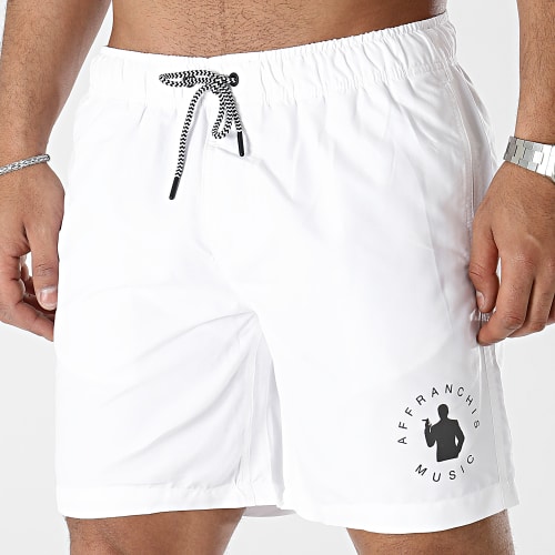 Short De Bain Logo Blanc Noir