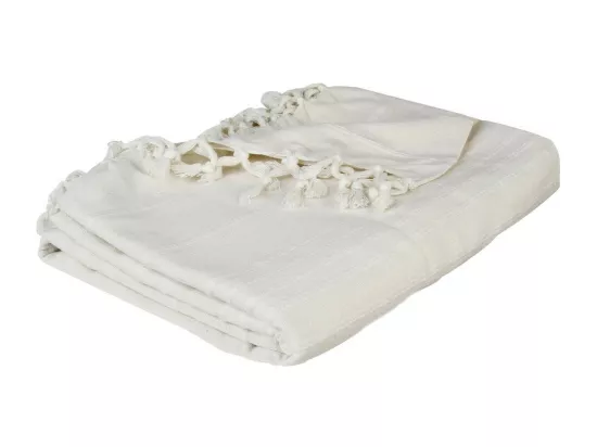 Jeté de lit en Coton Ivoire 160 x 220 cm