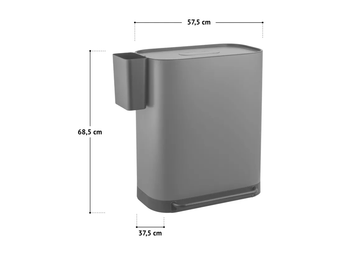 SVITA MLT2X30 Poubelle à pédale 60l 2 compartiments avec couvercle gris