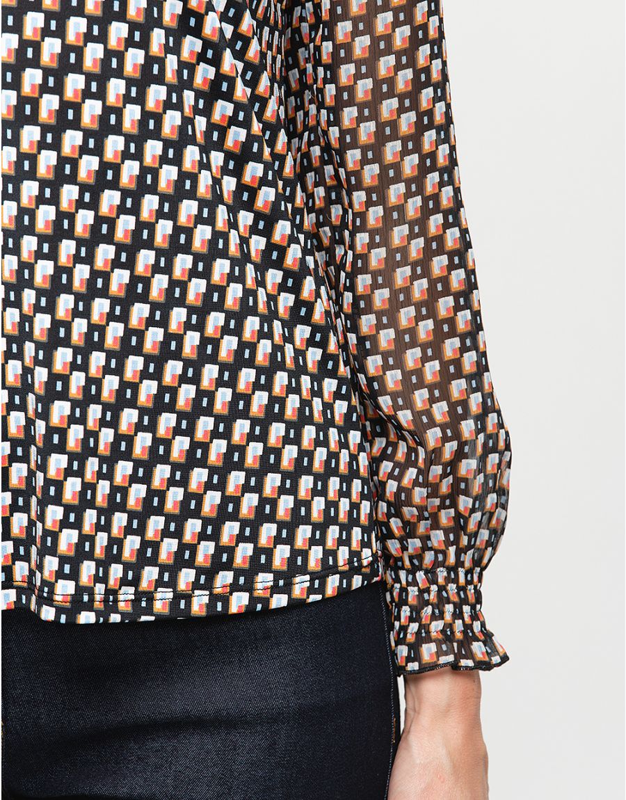 Blouse chic noir orange