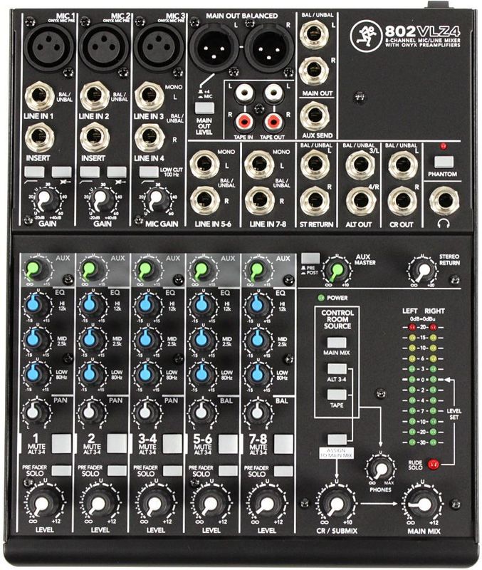 Mackie 802VLZ4 - DJ-mixer - Audio-mixer - 8-kanaals - Frequentiebereik 20-2000 Hz