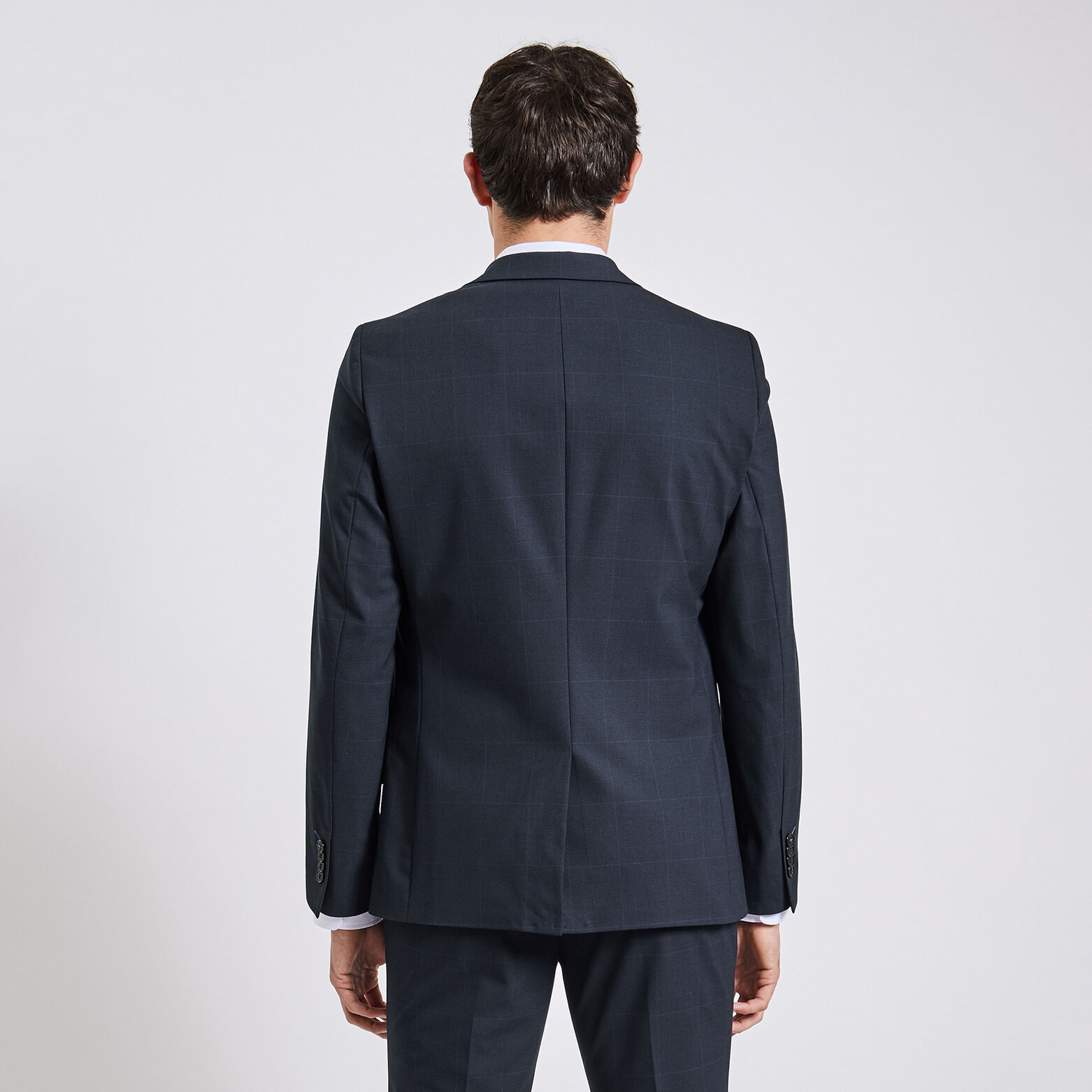 Veste de costume à carreaux slim Bleu