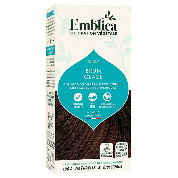 Emblica Coloração Capilar Orgânica à Base de Plantas Nº 2.1 Castanho Gelado 100g