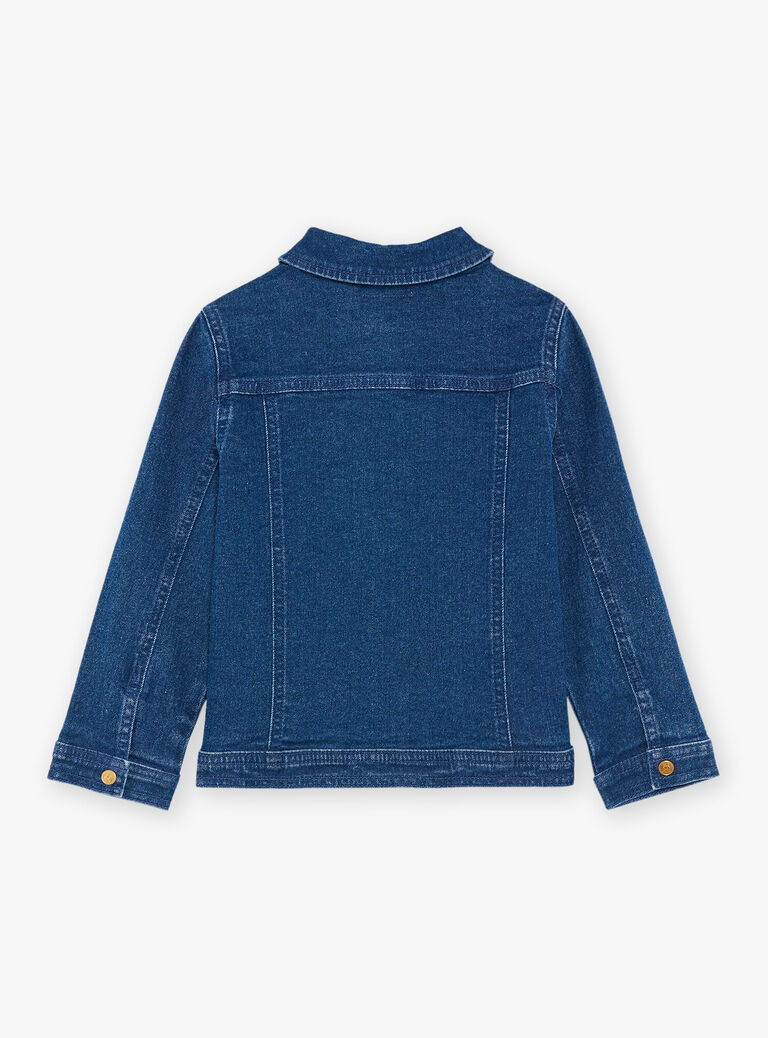 Veste en jean brodée bleu foncé