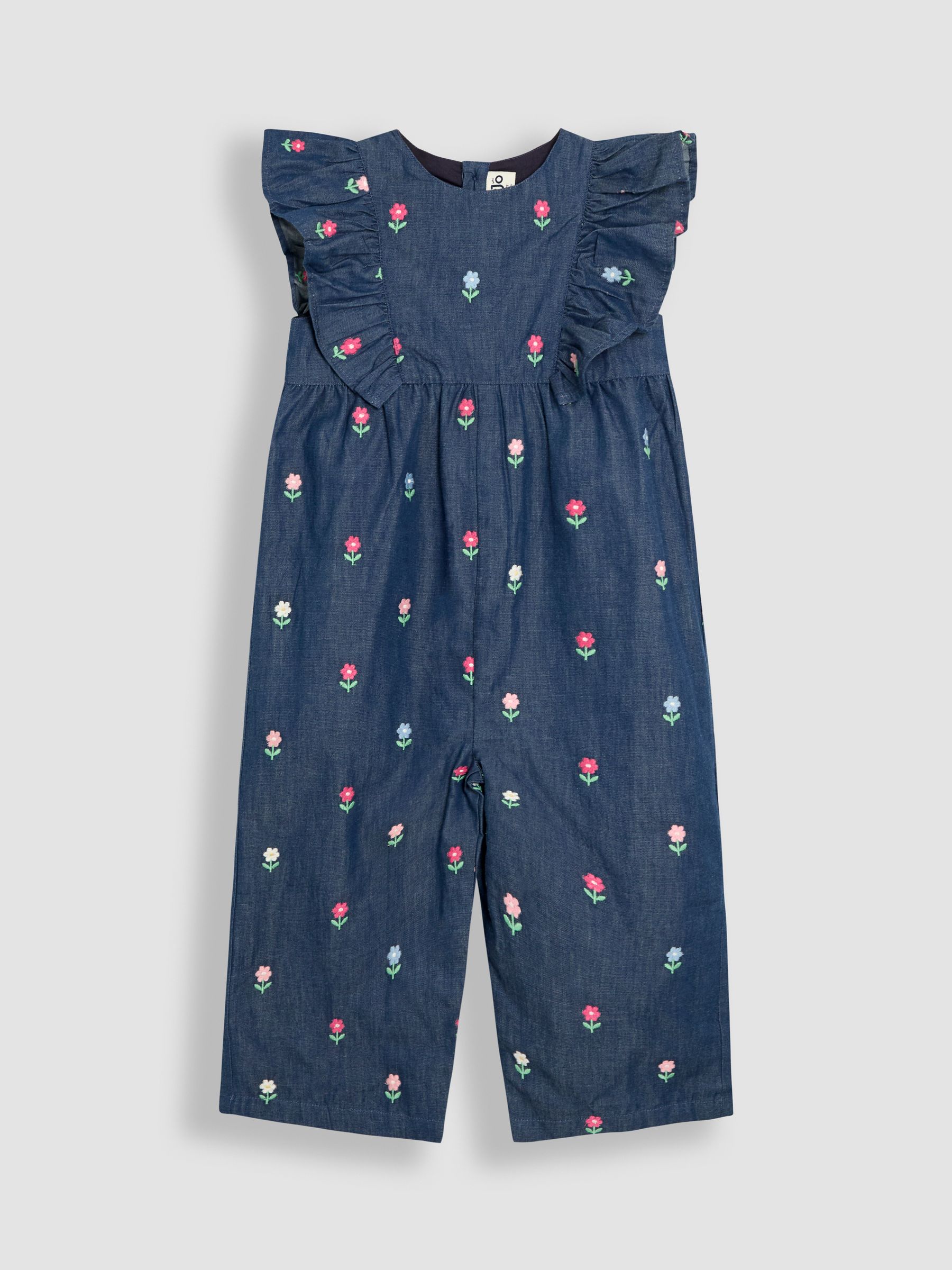 JoJo Maman Bébé Frill Shoulder 100% Cotton Jumpsuit