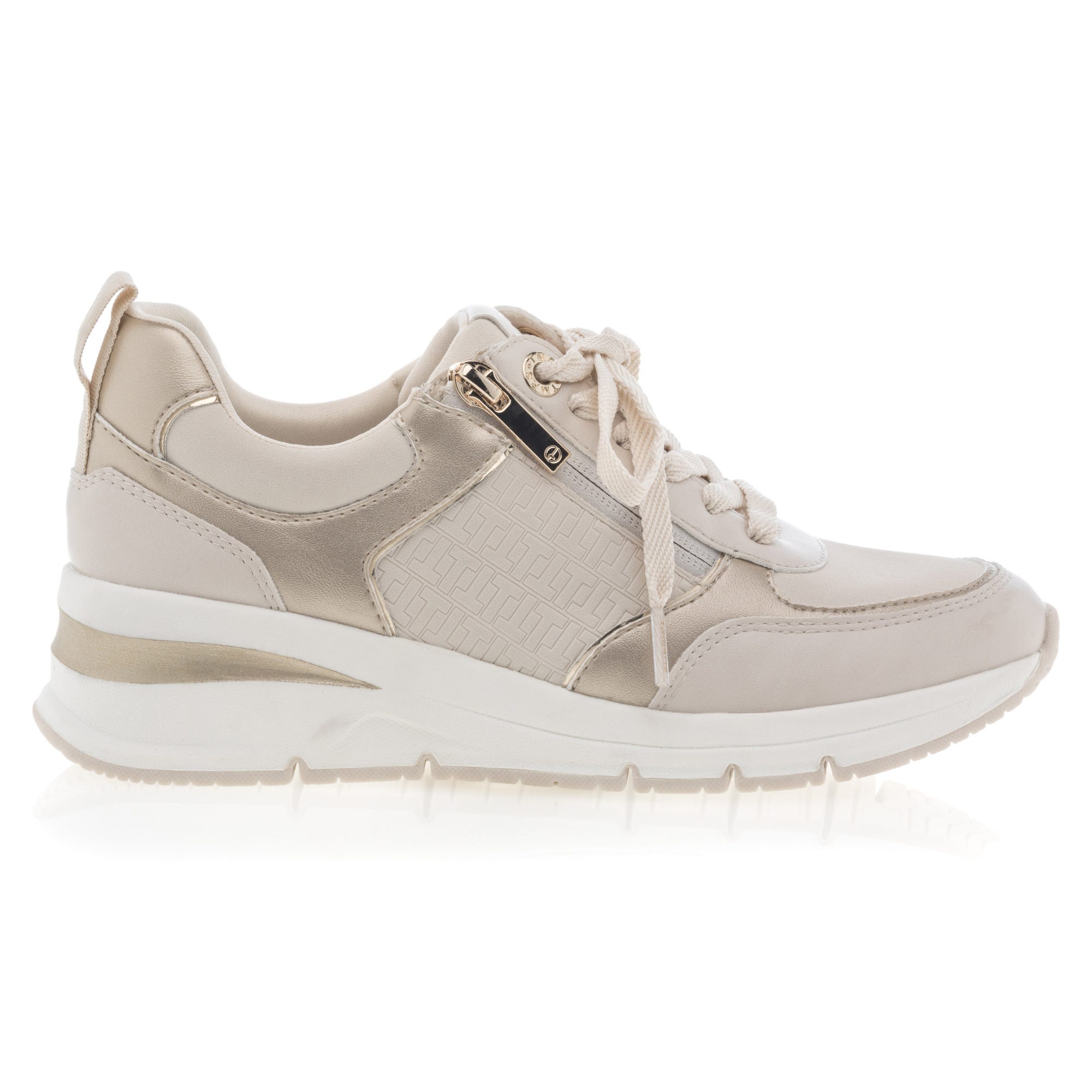 Baskets basses à talon compensé Femme beige