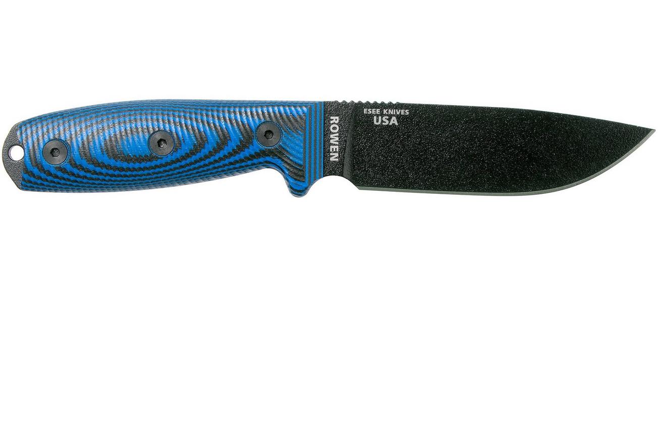 ESEE Model 4 Black Blade 3D Blue-Black G10 survivalmes 4PB-008 zwarte schede   riemclip