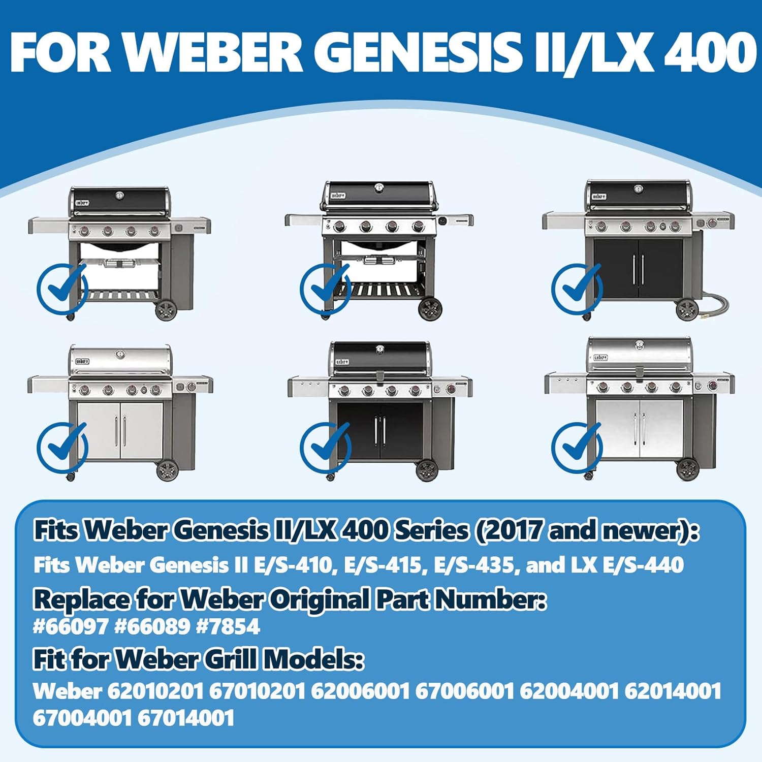 SafBbcue 66089/66097 47,6 cm Edelstahl Grillroste Ersatzteile für Weber Genesis II E-410 S-410 E-435 S-435 Genesis II LX E-410 LX E-440 Genesis II LX 440 SE-410 Grillrost & Rost