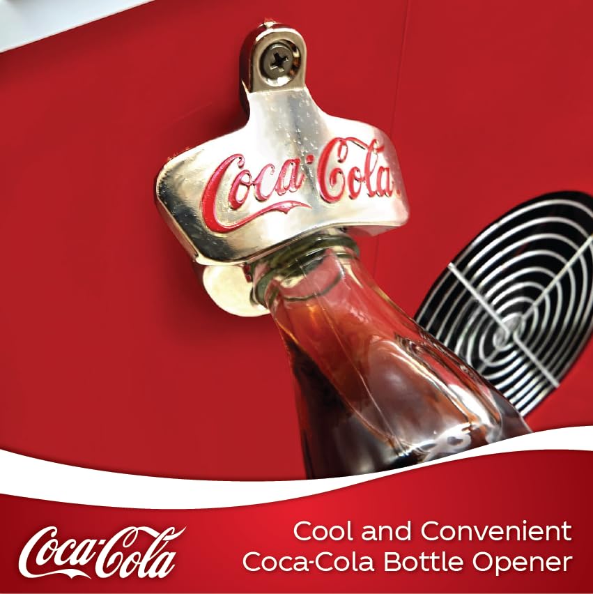 Salco Coca Cola Eiswürfelmaschine – Ice Maker mit 2 Eiswürfelgrößen – 12 kg Eiswürfel pro Tag – Retro-Design Rot – Tragbare Eiswürfelmaschine für Cocktails, Getränke & Partys