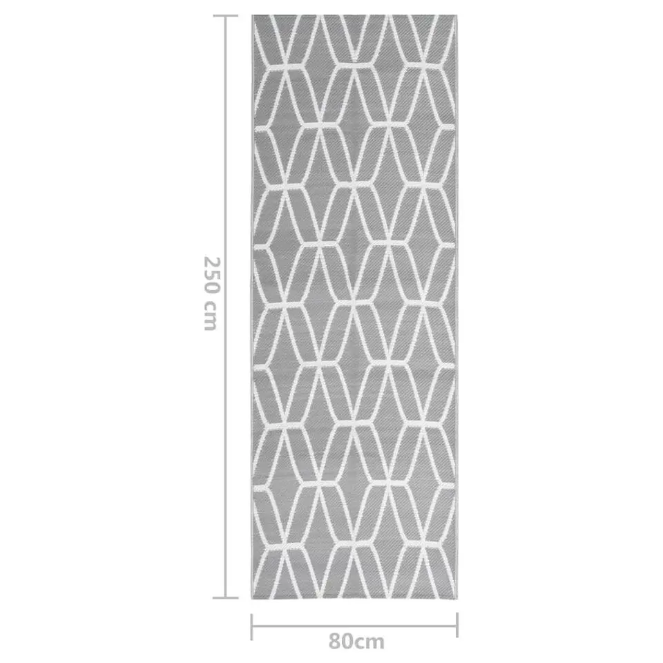 vidaXL - Buitenkleed - Grijs - Polypropyleen - 80 x 250 cm