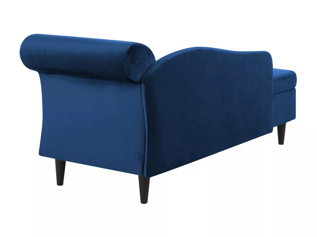 Chaise longue côté droit en velours bleu LUIRO