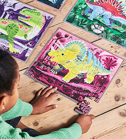 Eeboo Puzzlespiel - leuchtet I Dunkelheit - 4x36 Teile - Dinosau