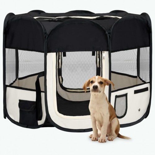 Parque de lona para cães, preto