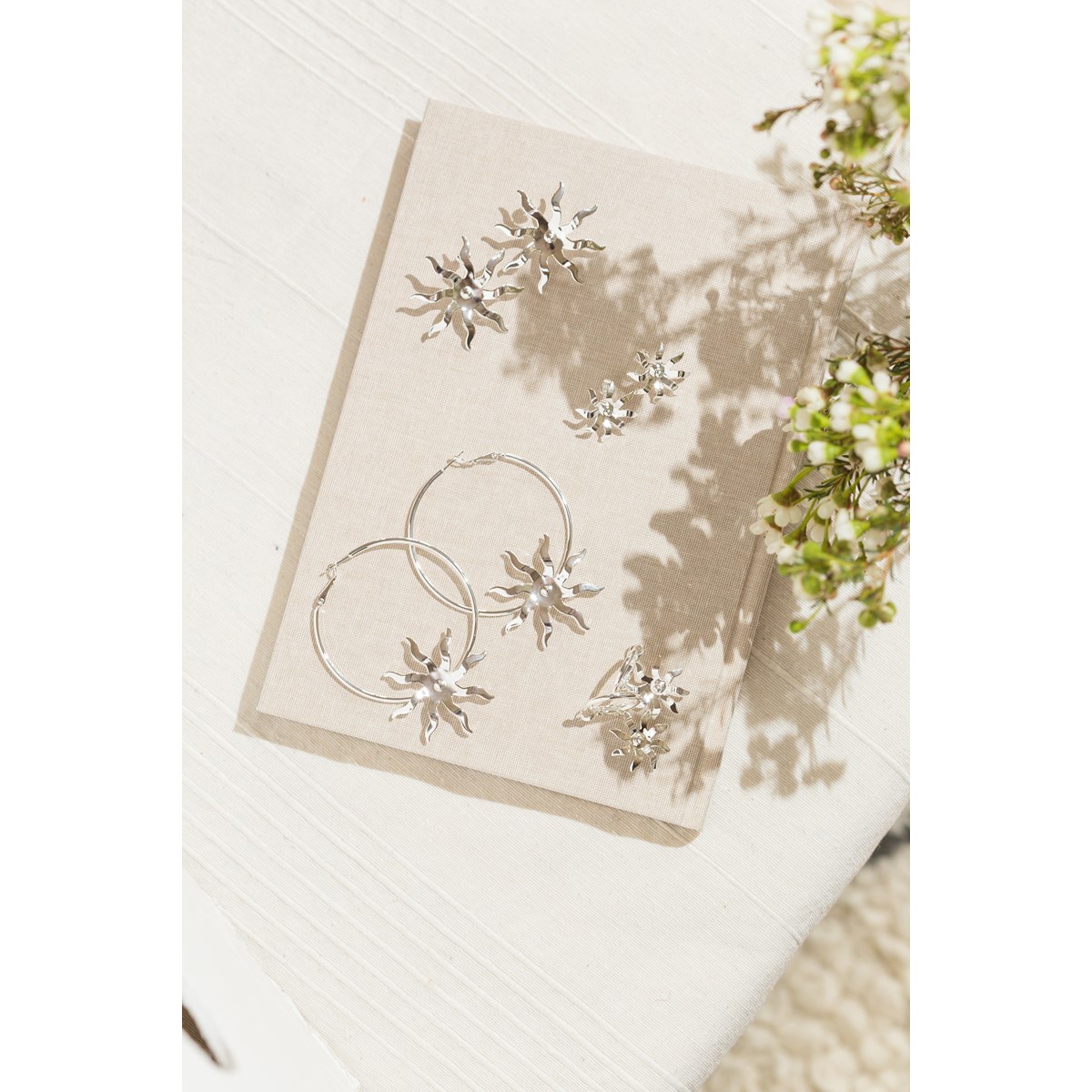 maxi boucles d'oreilles puces soleil plaqué argent - ÉOS