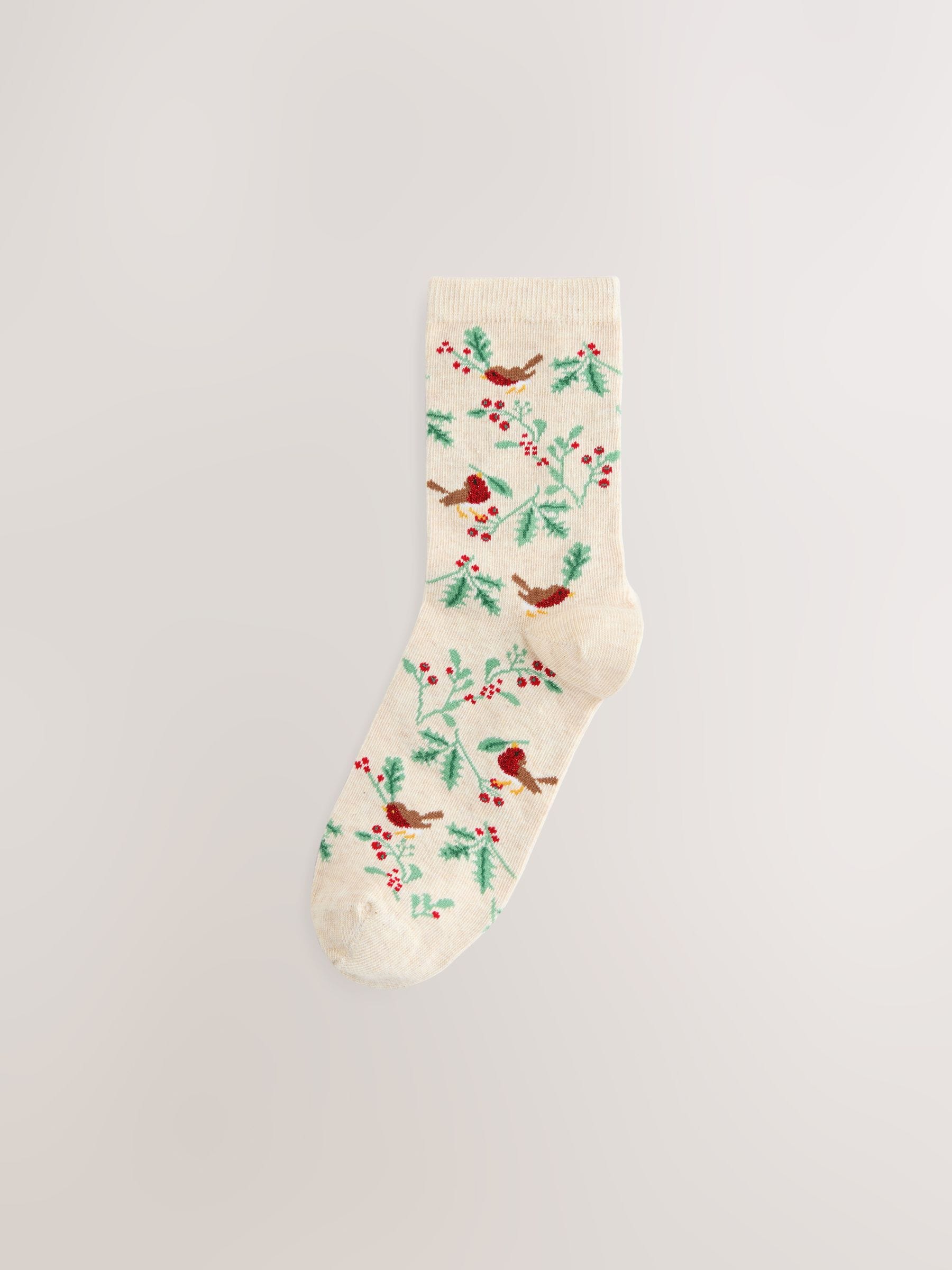 Kerstmis roodborstjes - Set van 4 paar enkelsokken
