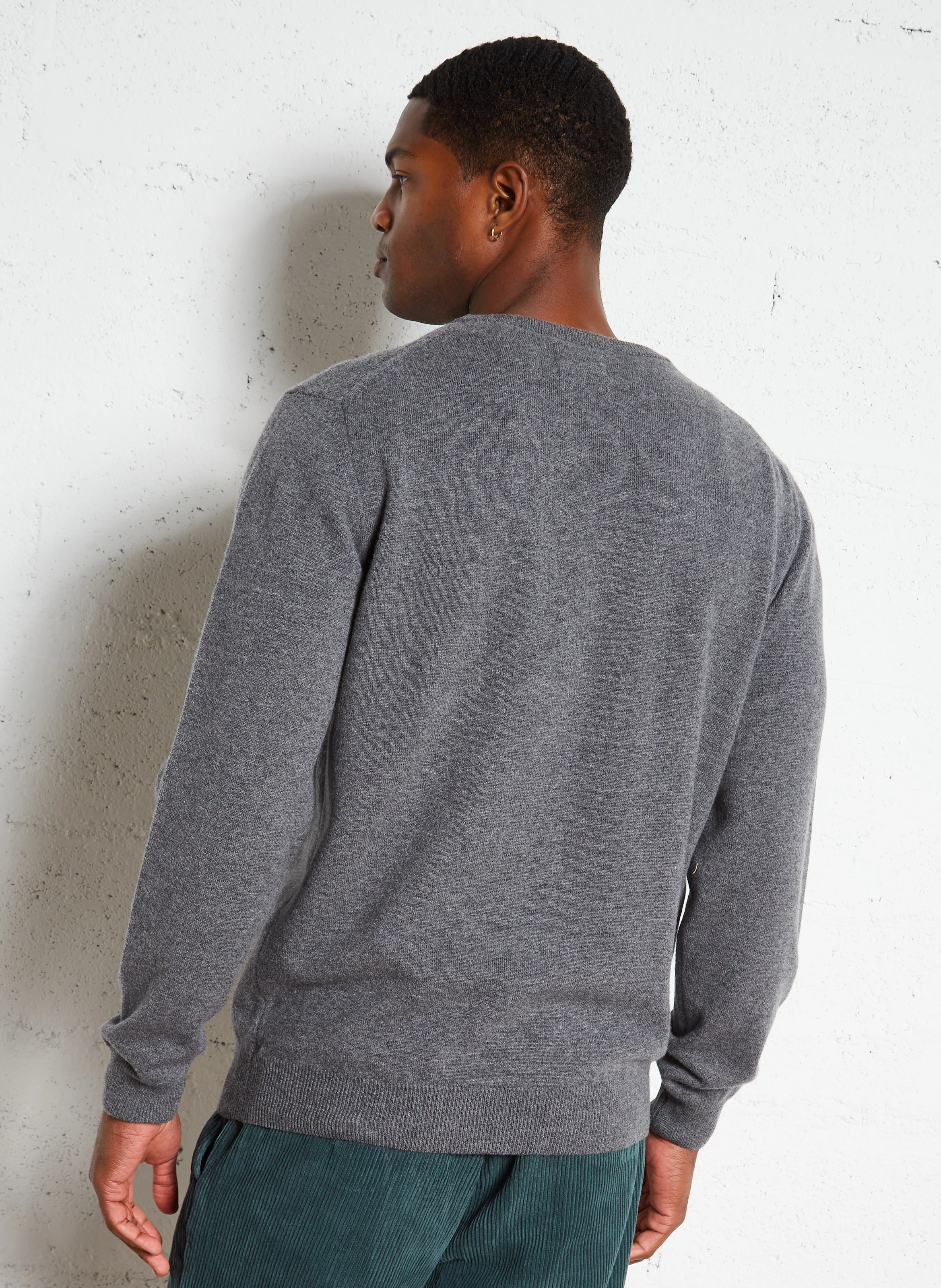 Pull droit col rond en laine | Gris