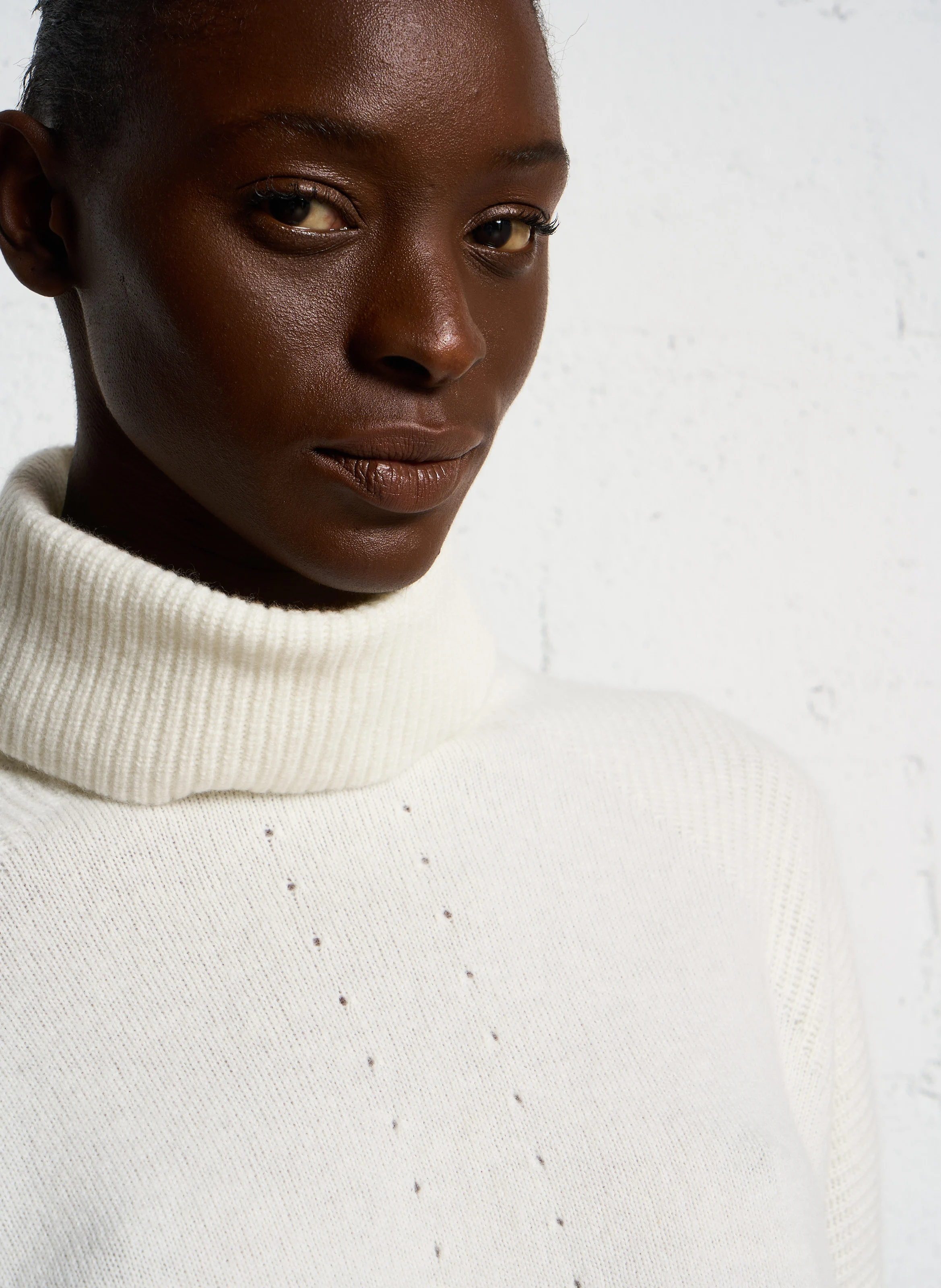 Pull oversize col roulé en laine | Blanc