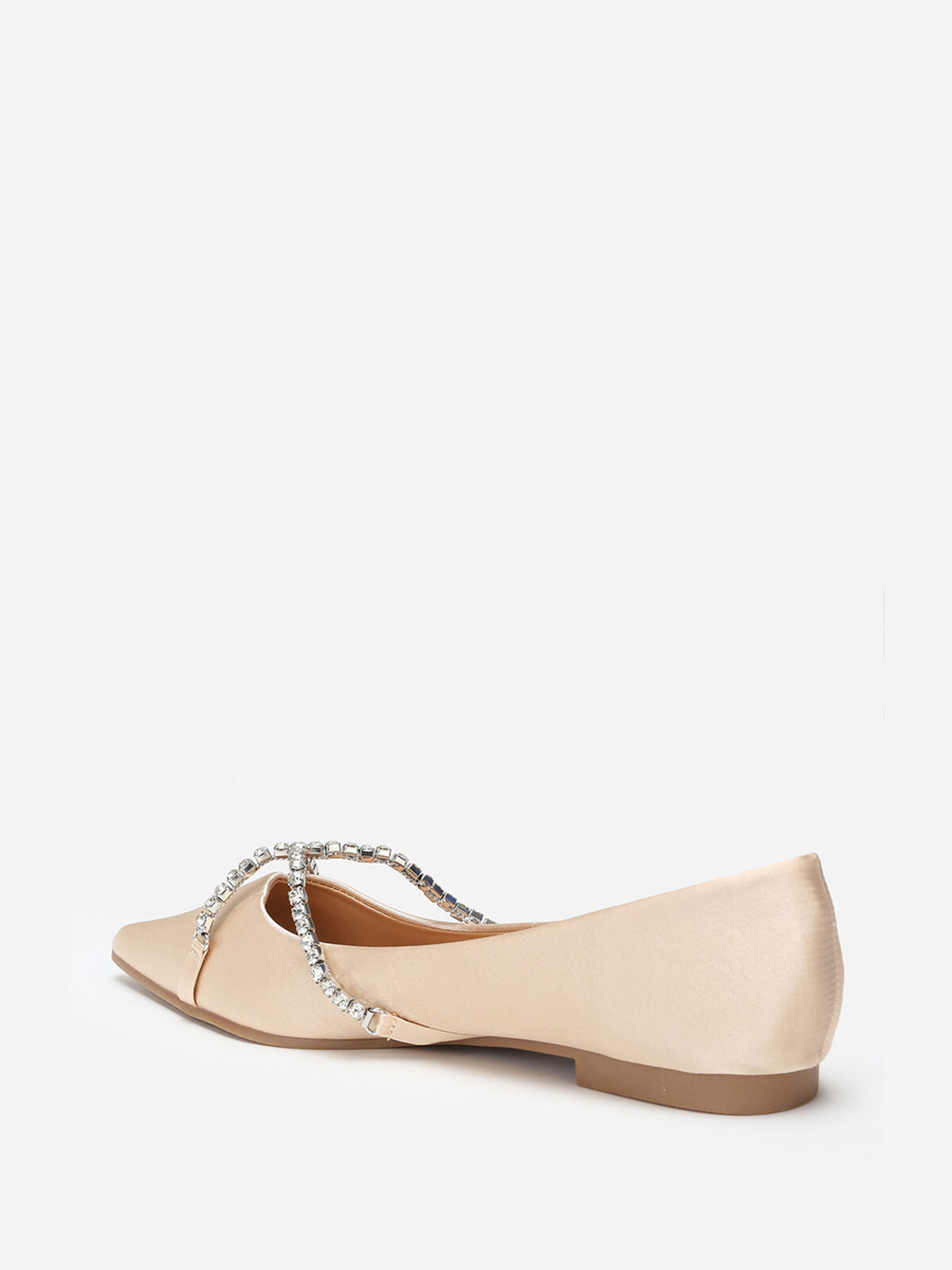 Ballerines pointues satinées et strass- Doré rose