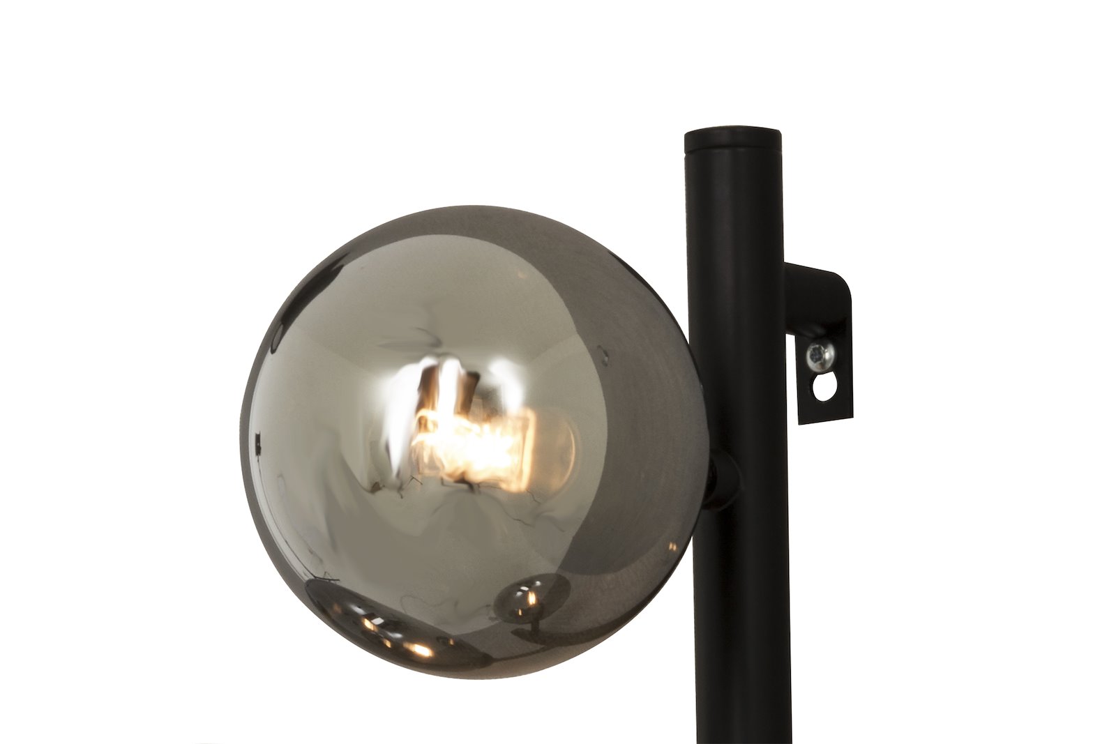 Molekyl vegglampe Sort metall med sotet glass.