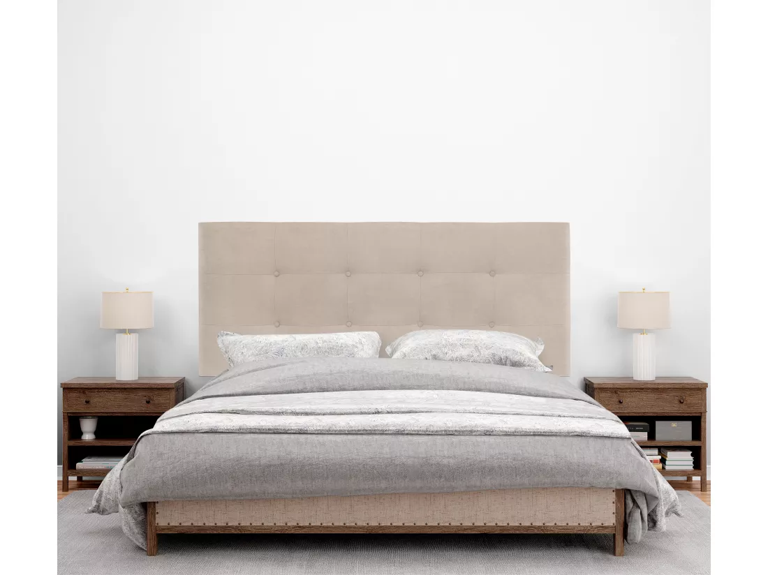 DHOME Tête de lit en tissu Aqualine Capitoné 160x115cm avec pieds Lits 150/160 - Beig