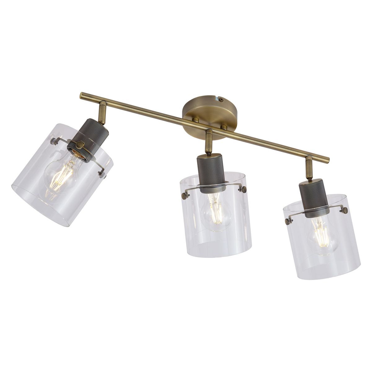 Design plafondspot brons met helder glas 3-lichts - Domo