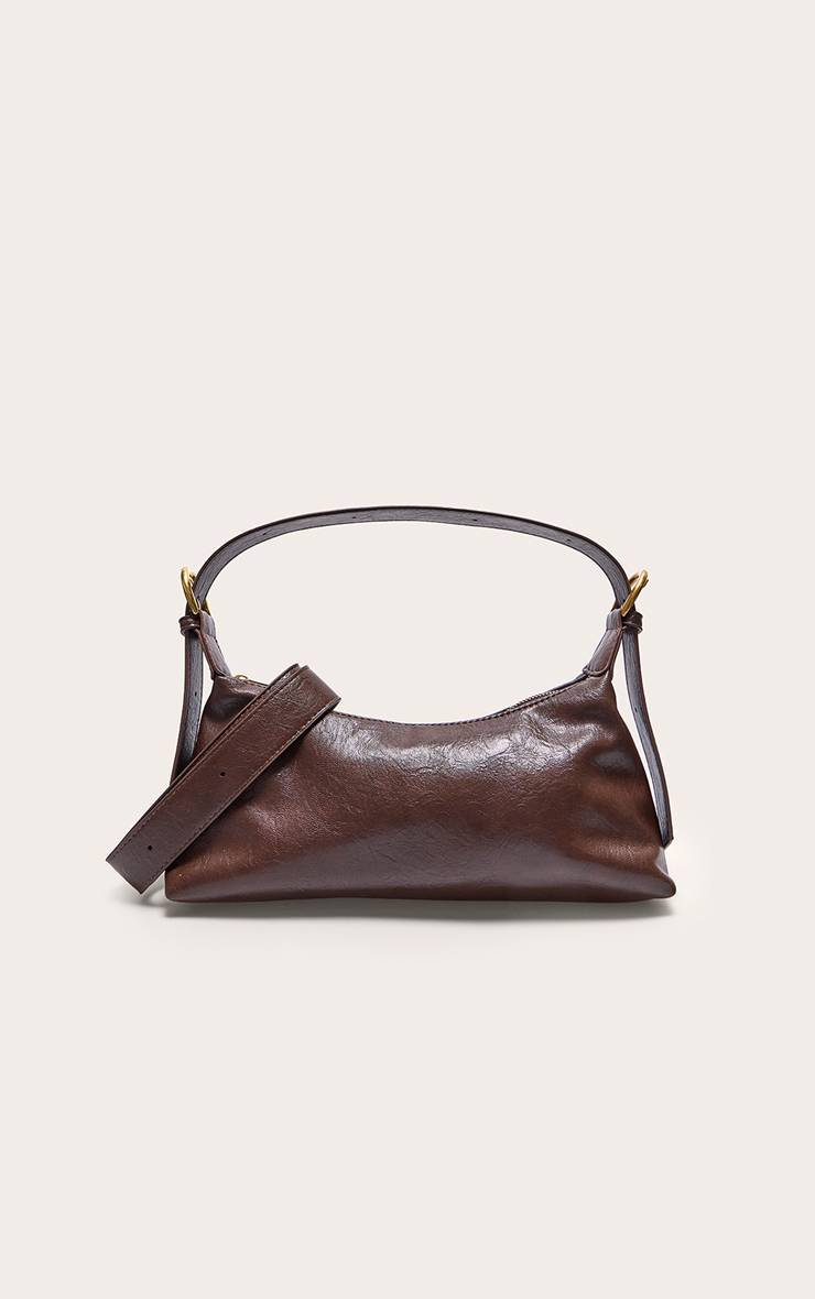 Chocolat Sac À Bandoulière En Synthétiquecuir Froissé Avec Détail Boucle