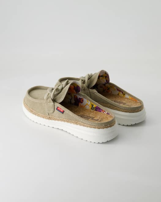 Fusion Ella chain raffia Pantoletten in Beige