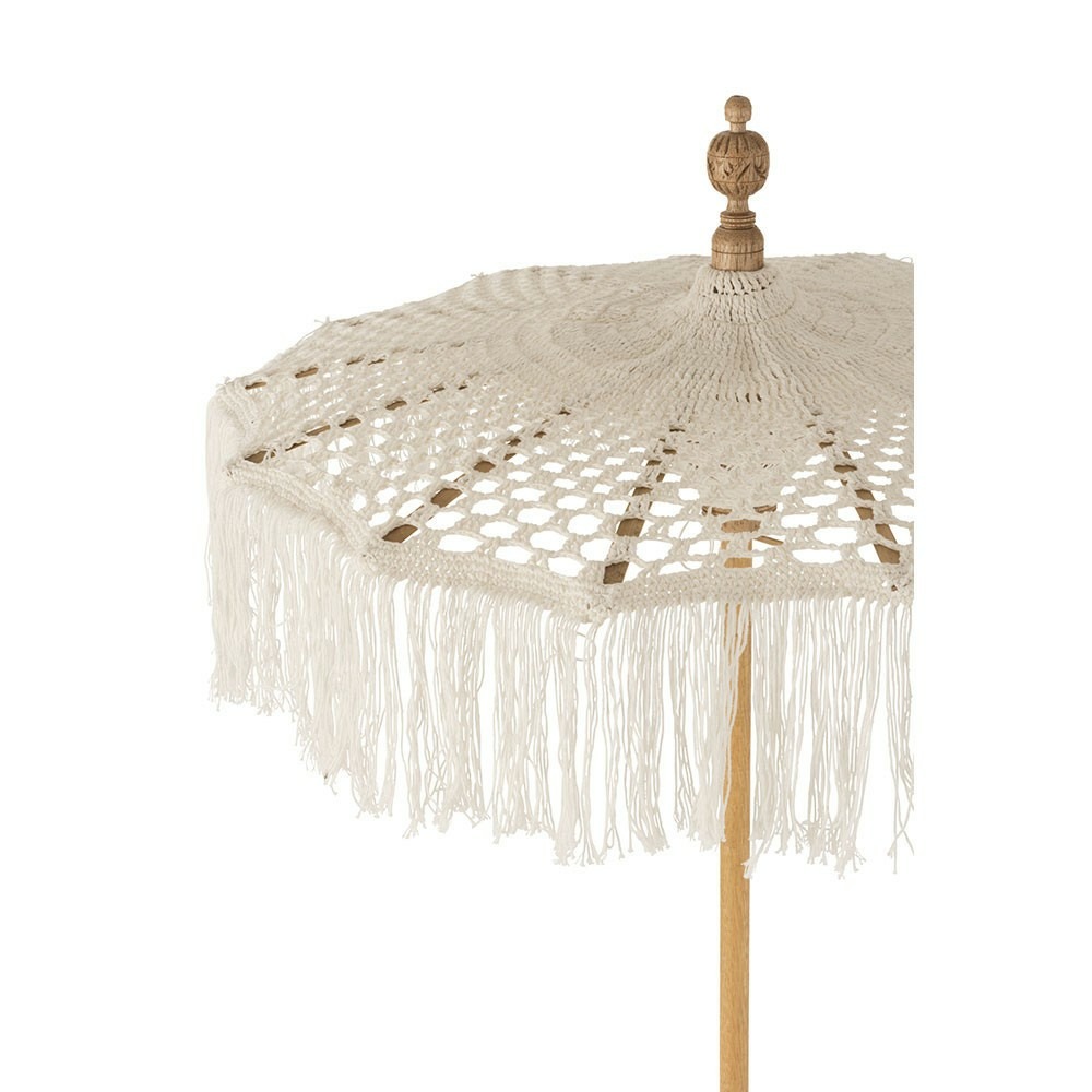 Parasol macrame en coton blanc avec support petite taille