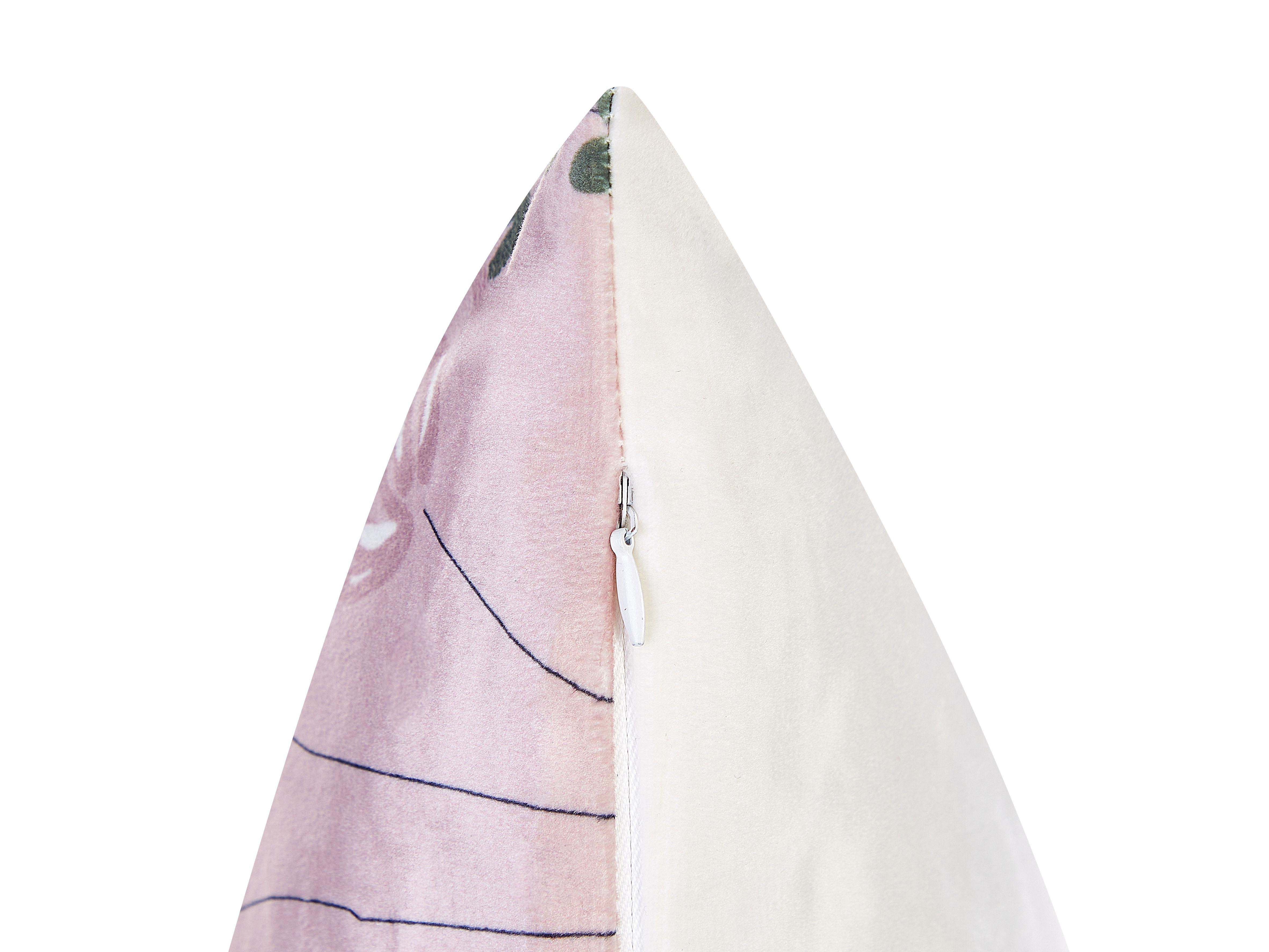 Set van 2 sierkussens CYCLAMEN Fluweel 45 x 45 cm Pastelroze bloempatroon
