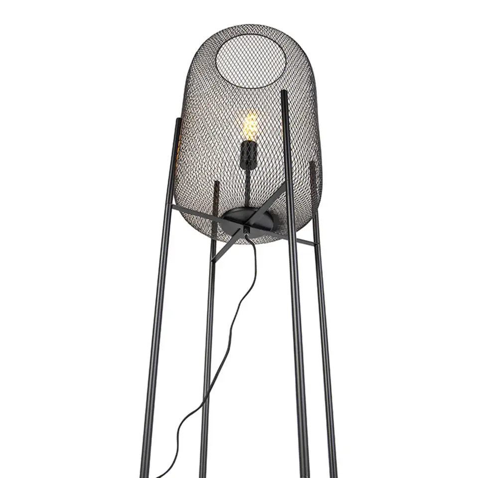 Qazqa vloerlampen bliss_mesh zwart e27