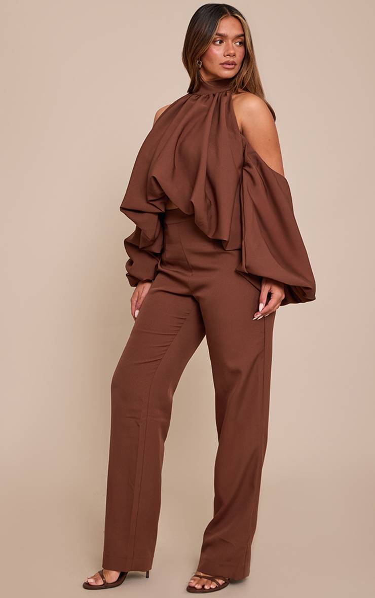 Chocolat Pantalon Droit Ajusté Shape Ensemble Coordonné
