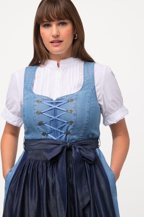 Dirndl, Lyocell, 2 Schürzen, Carree-Ausschnitt, ärmellos