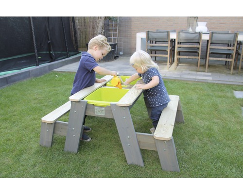 EXIT Aksent zand-, water- en picknicktafel met 2 banken, 94x121x50 cm, grijs