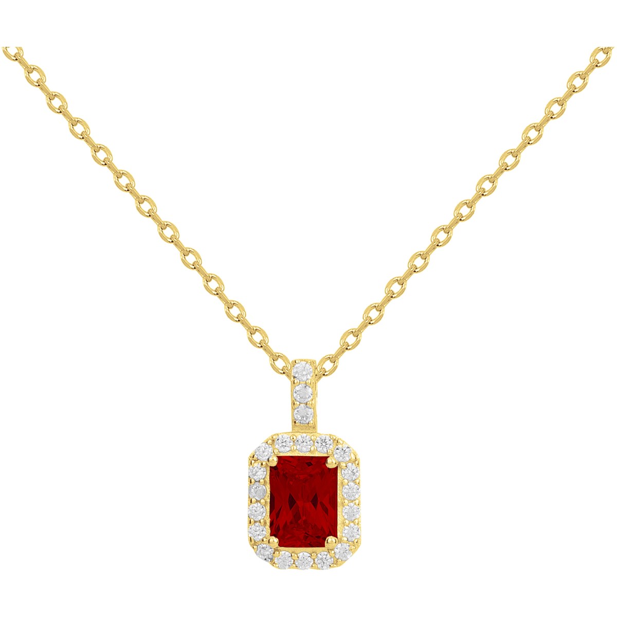 Collier en Plaqué Or avec spinelle rouge rubis