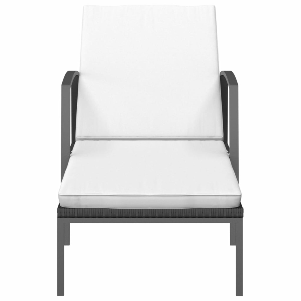 Transat chaise longue bain de soleil lit de jardin terrasse meuble d'extérieur avec coussin résine tressée noir