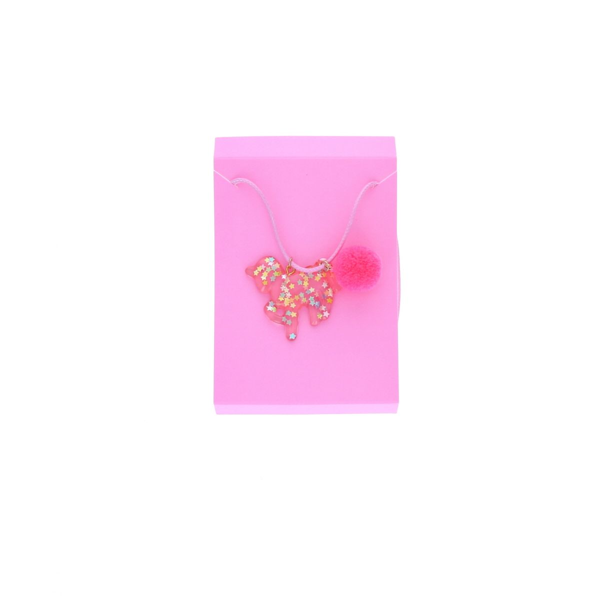 Collier licorne à pompon rose Roodoudou